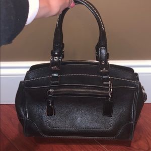 Black leather coach purse